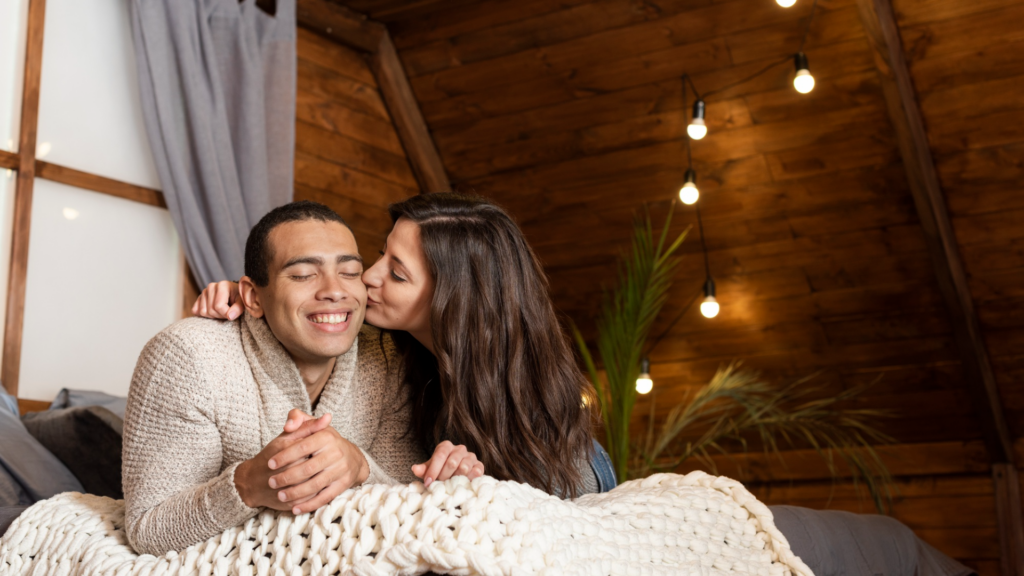 Intimate couple enjoying a private Couples Kink Rooms experience at Fantasy Retreat