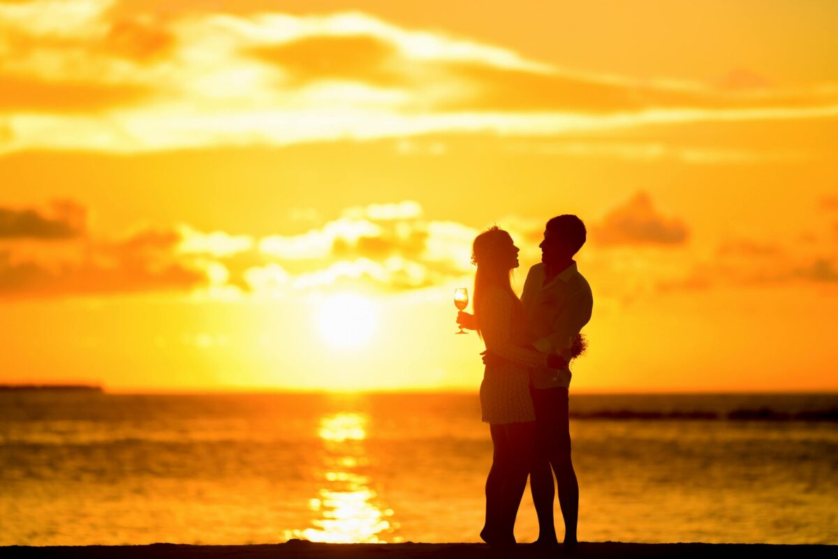 Couples Anniversary Retreat Reservations at a beachfront luxury villa with sunset ocean view