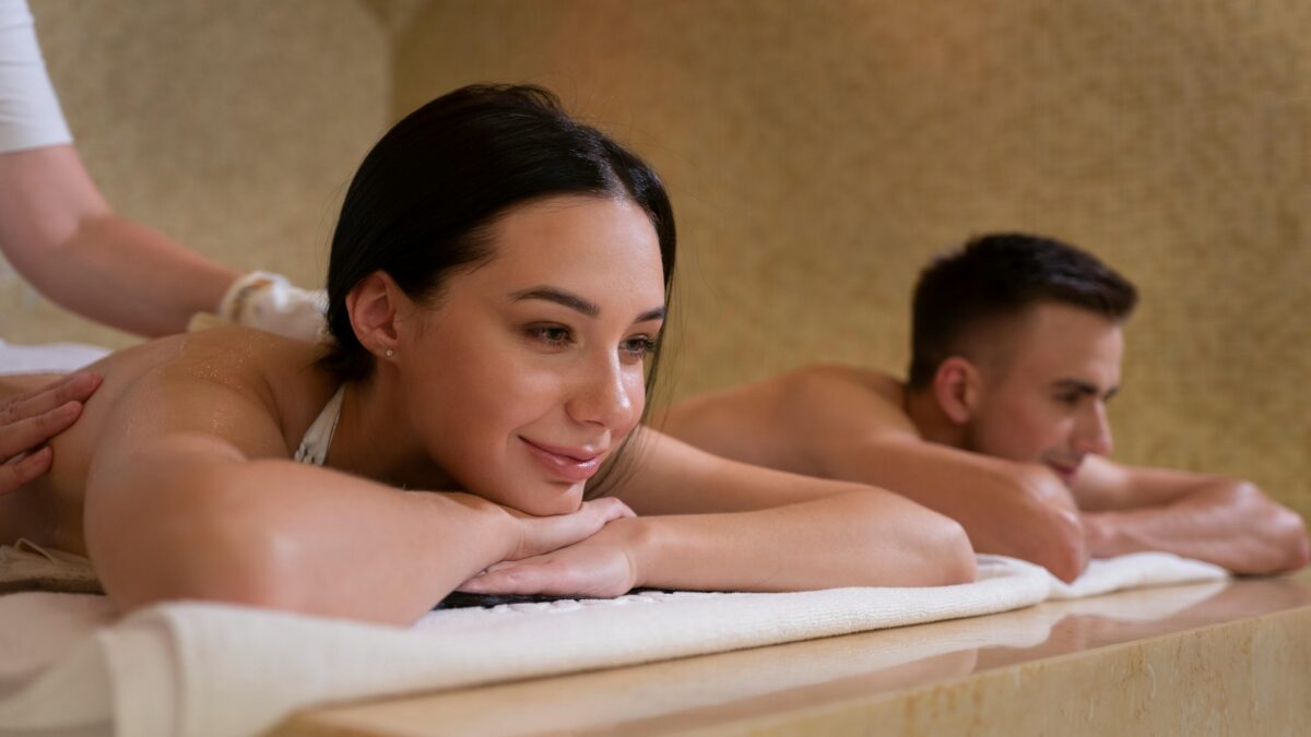 Relaxing spa treatment at a retreat for high-net-worth couples, showcasing premium wellness and intimate relaxation experience.
